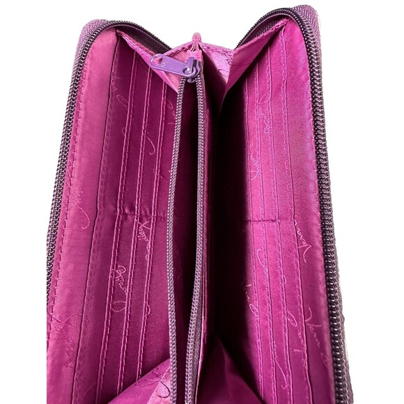 Vera Bradley Quilted Purple Green Floral Accordion Zippered Wallet 16 Slots - Picture 11 of 12